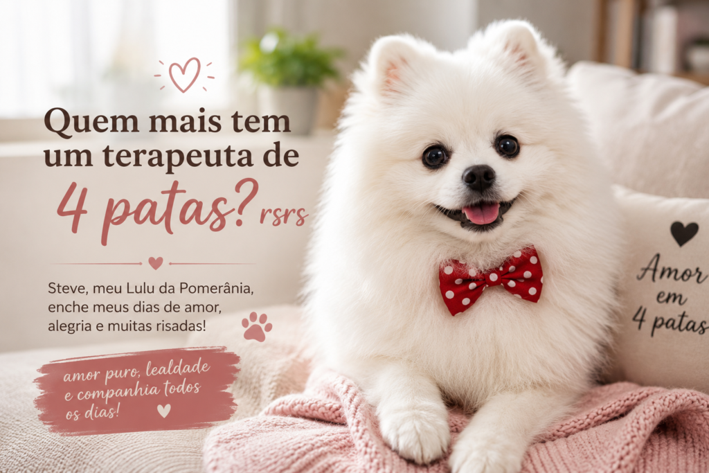 Steve, o Lulu da Pomerânia com gravatinha vermelho — terapeuta de 4 patas