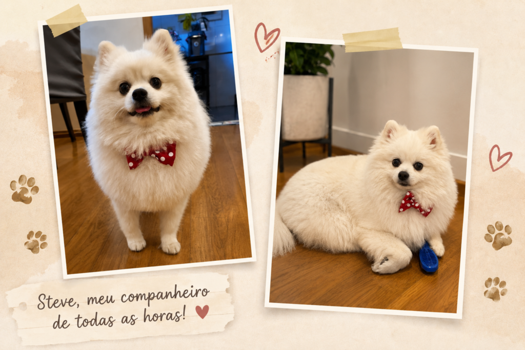 Steve Lu, Lulu da Pomerânia com gravatinha vermelho — companheiro de todas as horas