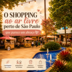 Capa do artigo sobre o Open Mall The Square em Cotia — shopping ao ar livre perto de São Paulo com feirinha, fonte e luz dourada ao entardecer