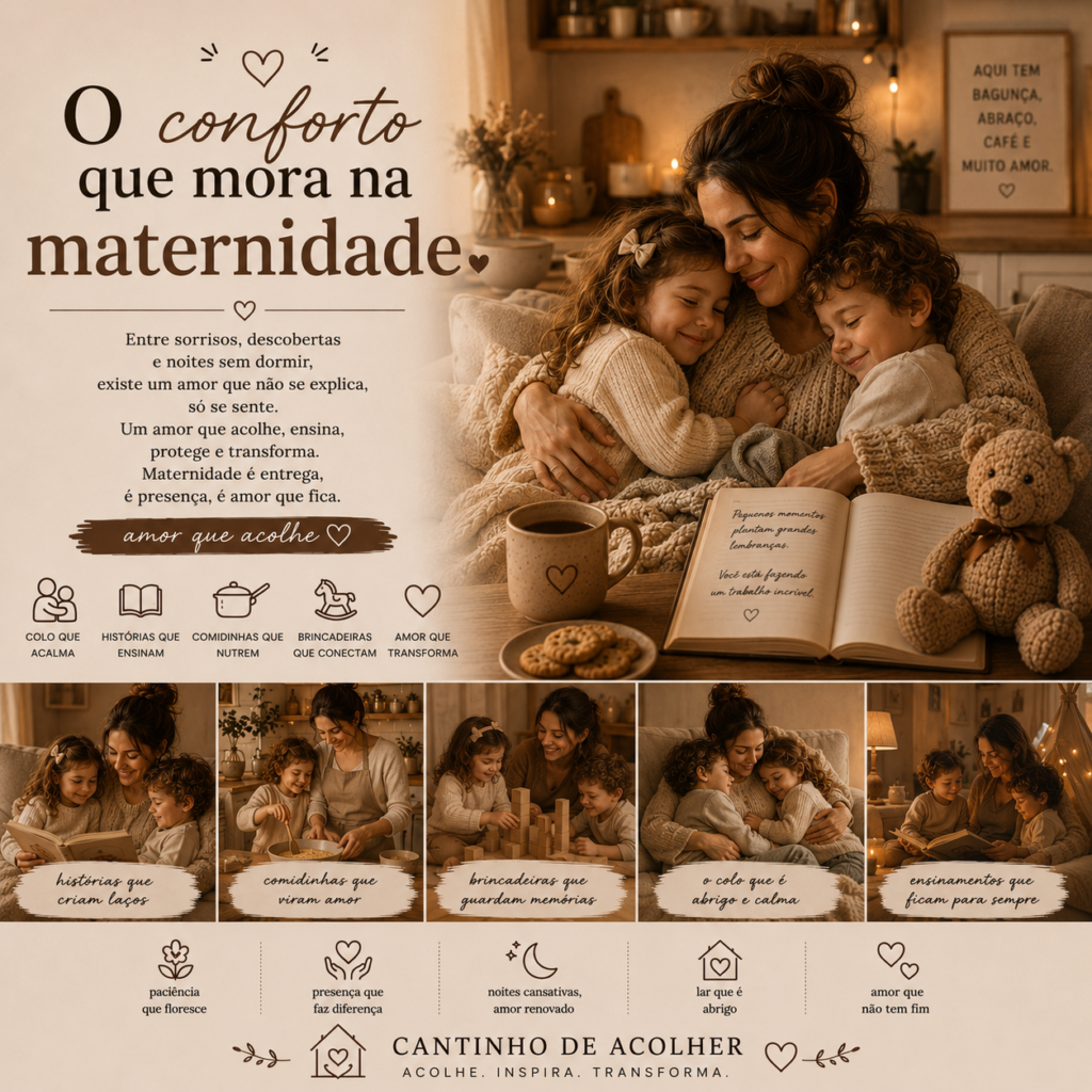 O conforto que mora na maternidade — amor incondicional, colo aconchegante e momentos que ficam para sempre no coração