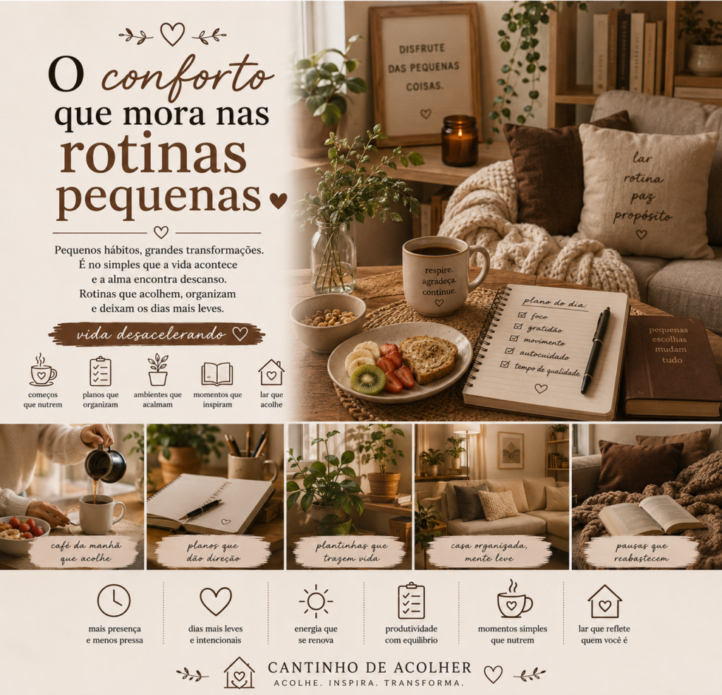 O conforto que mora nas rotinas pequenas — café da manhã, casa organizada e pequenos hábitos que trazem paz e leveza