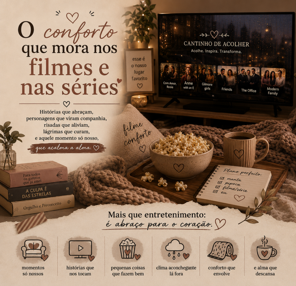 O conforto que mora nos filmes e séries — histórias que abraçam e personagens que viram companhia