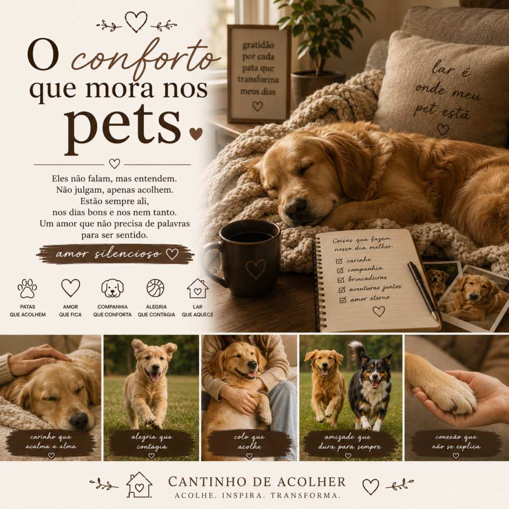 O conforto que mora nos pets — amor incondicional, companhia silenciosa e presença que acolhe sem julgamento