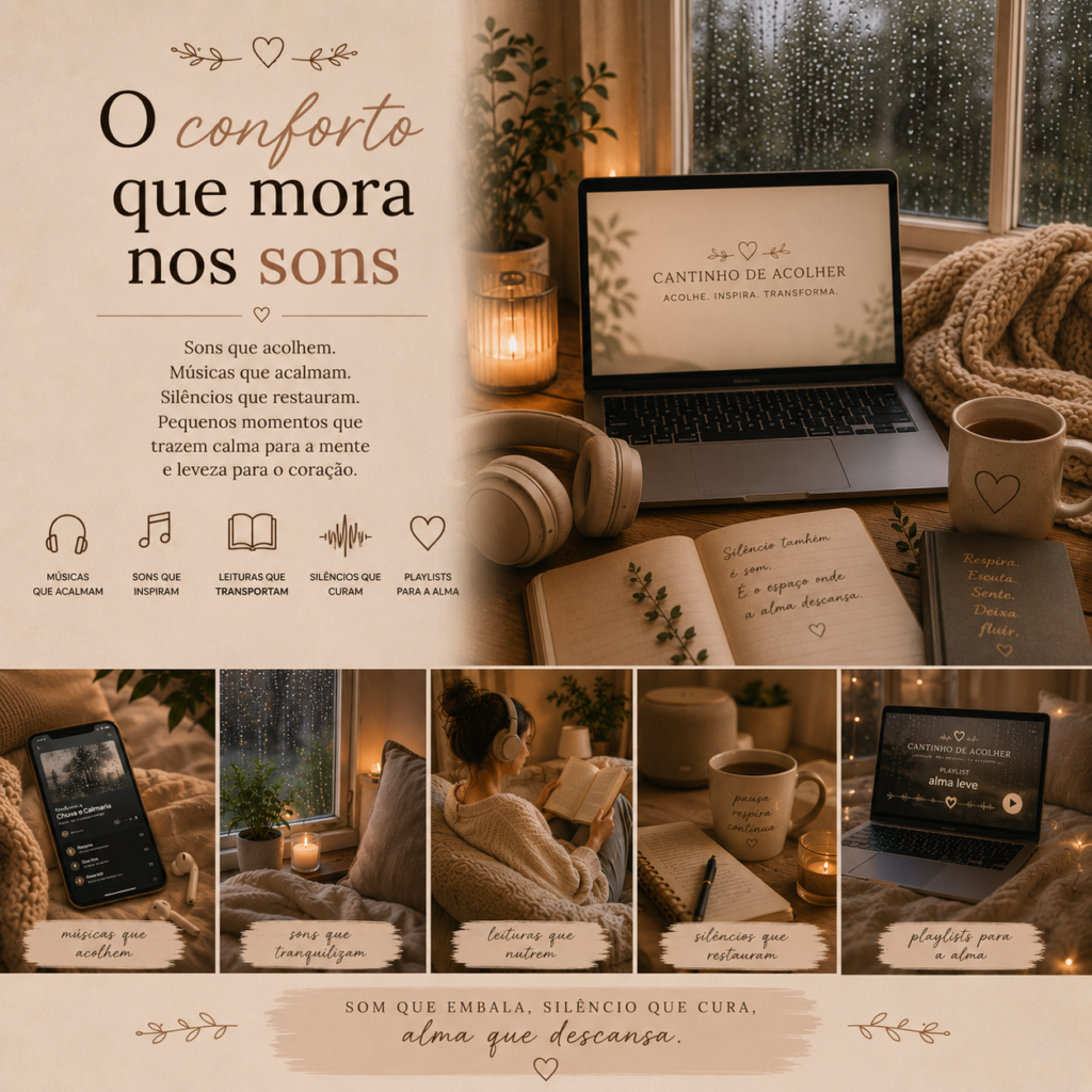 O conforto que mora nos sons — chuva na janela, músicas que acalmam e silêncios que restauram a alma