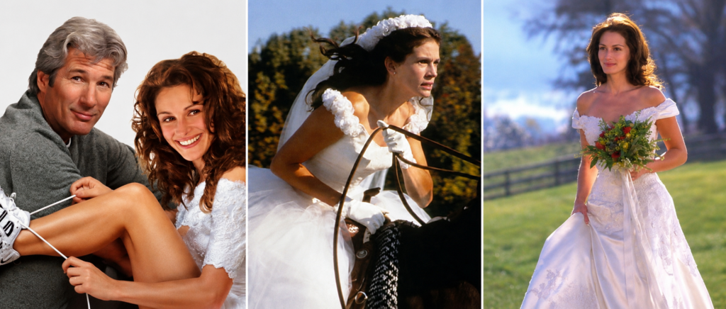 Cenas do filme Noiva em Fuga com Julia Roberts e Richard Gere, clássico das comédias românticas de casamento.