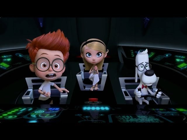 Cena do filme Peabody & Sherman com viagem no tempo e personagens históricos em uma aventura infantil educativa.