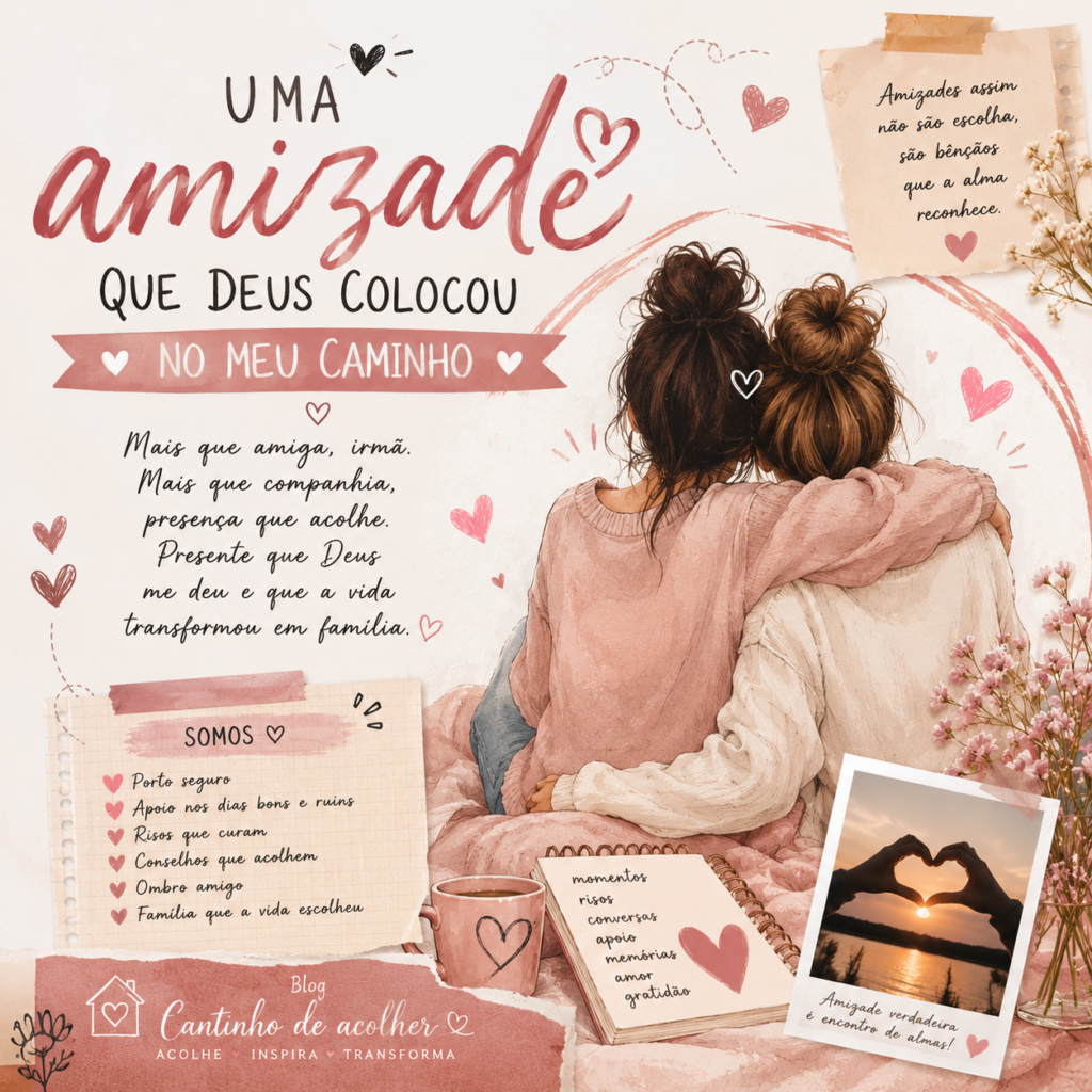 Ilustração de duas amigas se abraçando, com mensagens de carinho e gratidão em homenagem de aniversário.