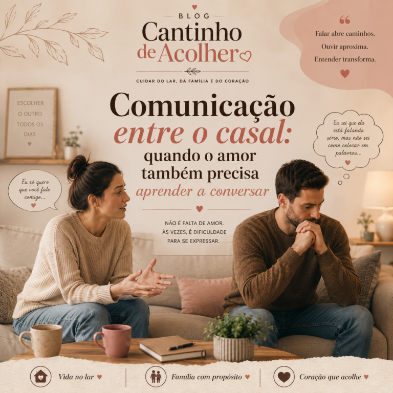 Casal conversando no sofá sobre comunicação entre o casal e diálogo no casamento.