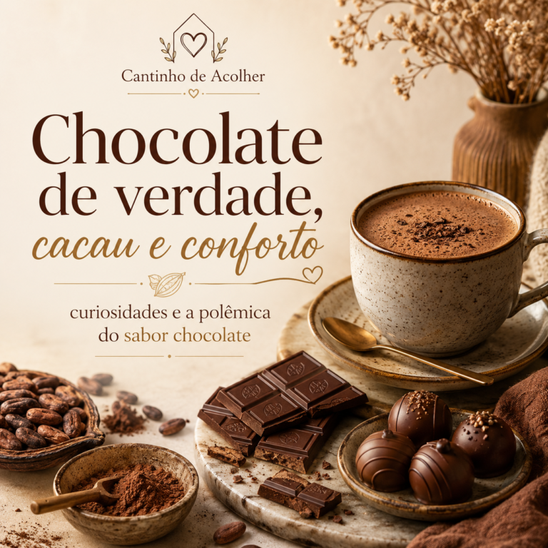 Chocolate ou sabor chocolate com chocolate quente, tabletes, bombons, cacau e a polêmica do sabor chocolate no Cantinho de Acolher.