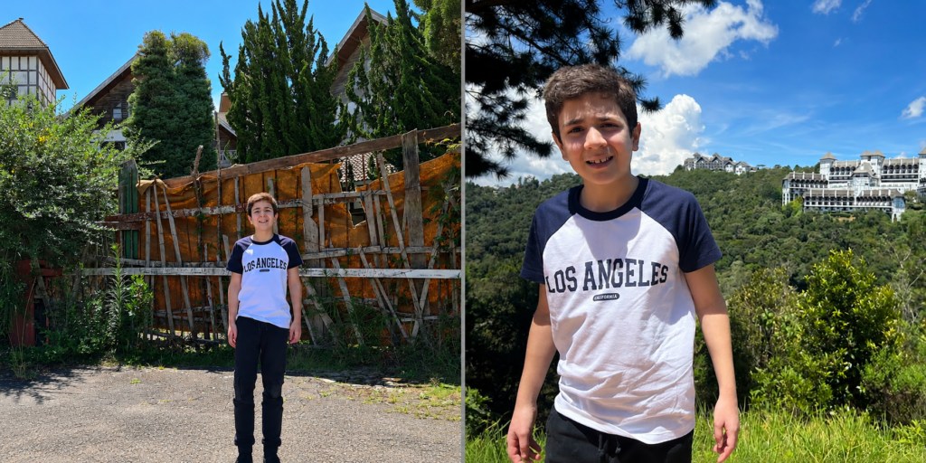 Hotel Mont Blanc abandonado em Campos do Jordão, visto de fora durante viagem em família.
