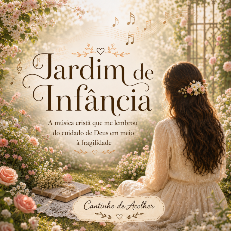 Capa do artigo sobre a música cristã Jardim de Infância, de Chris Durán e Esther Durán, com reflexão sobre o cuidado de Deus, fé e fragilidade.