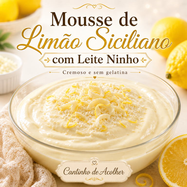 Mousse de limão siciliano com Leite Ninho, sobremesa cremosa, gelada e sem gelatina.