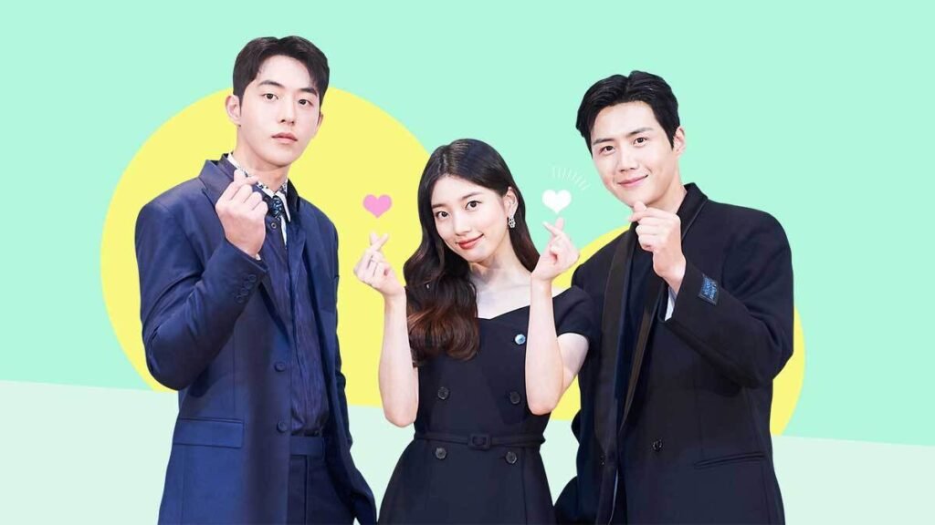 Protagonistas do triângulo amoroso do dorama Apostando Alto reunido em imagem promocional.