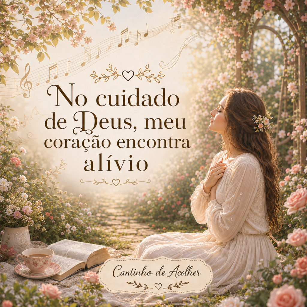 Imagem do artigo sobre a música Jardim de Infância, de Chris Durán e Esther Durán, com frase sobre o cuidado de Deus e alívio no coração.