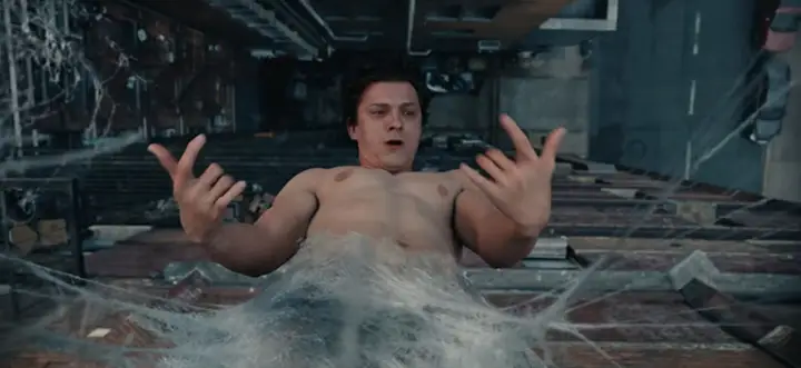 Peter Parker usando as teias orgânicas em Homem-Aranha: Um Novo Dia