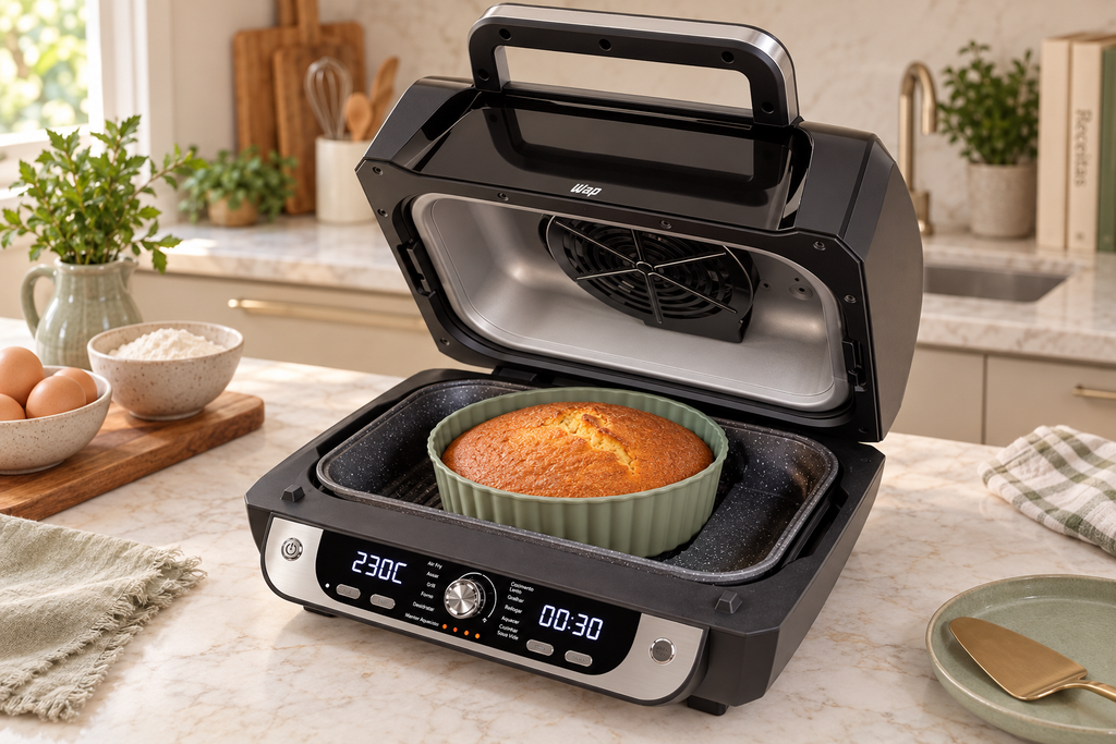 Bolo assando em uma forma de silicone na Air Fryer WAP Barbecue