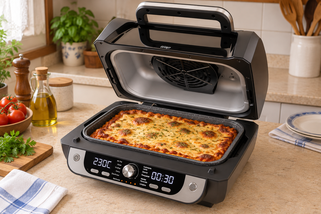 Lasanha gratinada na bandeja da Air Fryer WAP Barbecue